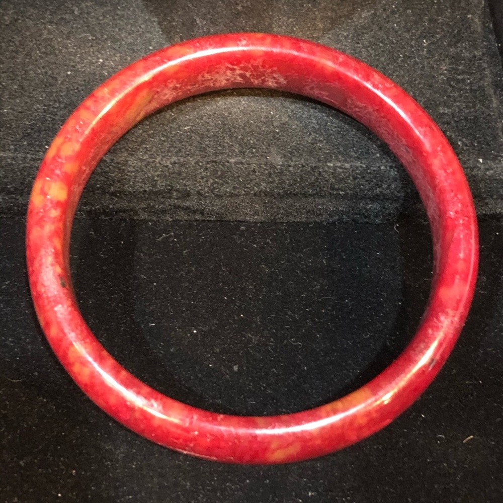 Deep Burnt Red Genuine Jade Bangle Bracelet - Picture 2 of 10